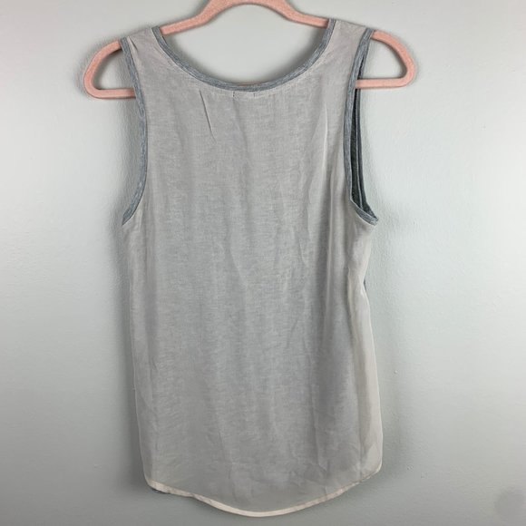 J. Crew Prima Jersey Chiffon-Back Tank Top Size XS Gray Cream Mixed Media - Picture 4 of 4
